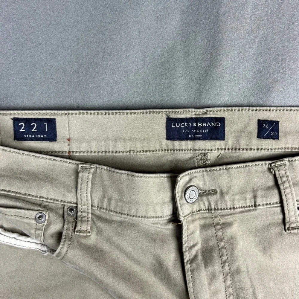 Lucky Brand Pants Mens 36x30 (36x29) Khaki Tan 221 Straight Leg Casual Trousers